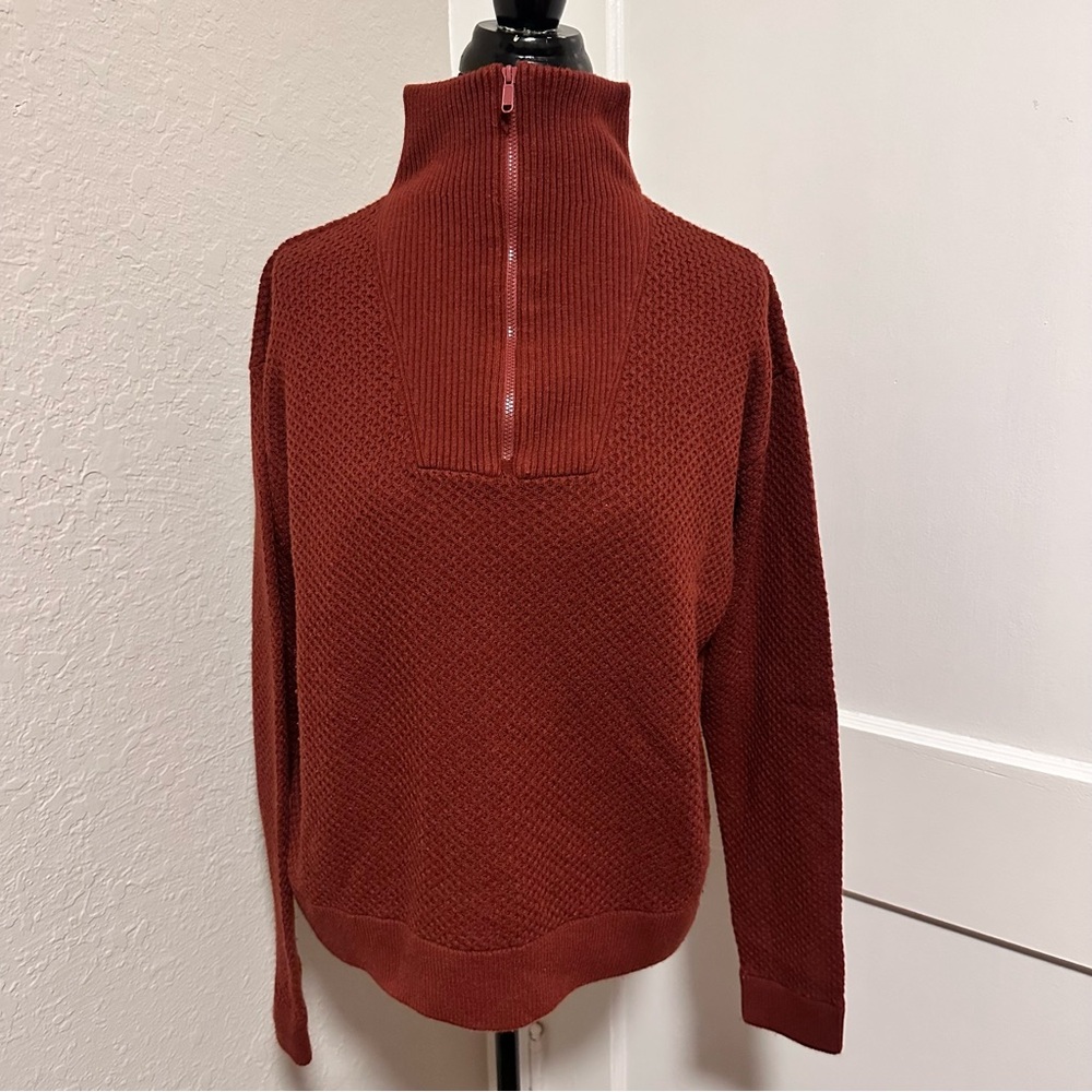 Title Nine Woolicious Waffle Merino Blend 1/4 Zip Sweater